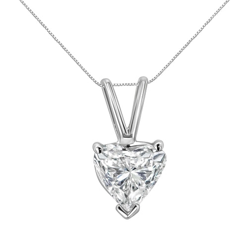 14K White Gold 3-Prong Set Heart Shaped Solitaire Lab Grown Diamond