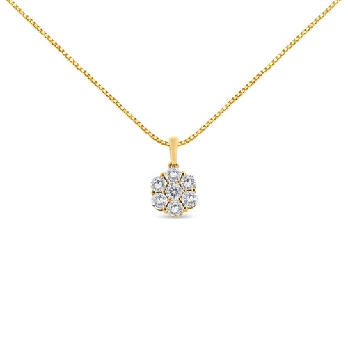 14K Yellow Gold 2.00 Cttw Brilliant Round-Cut Diamond 7 Stone Flower