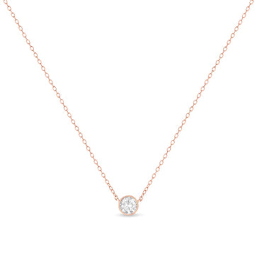 .925 Sterling Silver 1/2 Cttw Diamond Bezel 18" Pendant Necklace (I-J