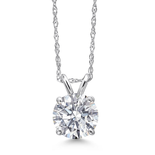 1.00 CTW Lab-Grown Round Diamond Solitaire Pendant in Solid 14K Gold –