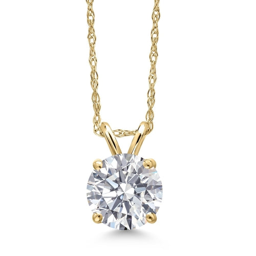 1.00 CTW Lab-Grown Round Diamond Solitaire Pendant in Solid 14K Gold –