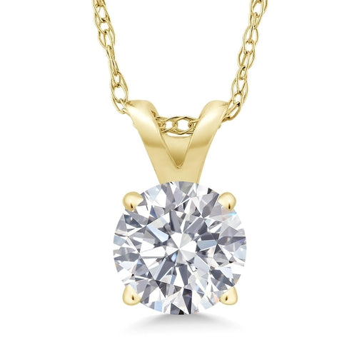 1.00 CTW Lab-Grown Round Diamond Solitaire Pendant in Solid 14K Gold –