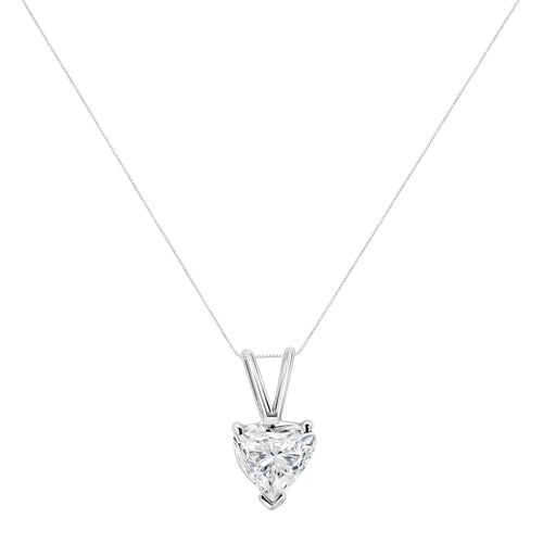 14K White Gold 3-Prong Set Heart Shaped Solitaire Lab Grown Diamond