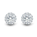 1 CTW AGI Certified Lab Grown Diamond Halo Stud Earrings in 14K White