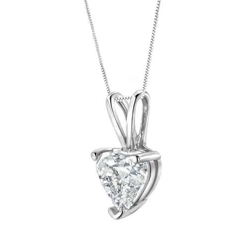 14K White Gold 3-Prong Set Heart Shaped Solitaire Lab Grown Diamond