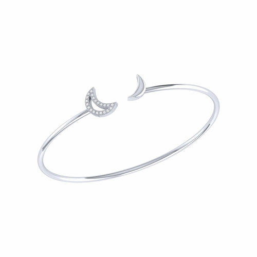 Date Night Double Crescent Adjustable Diamond Cuff in Sterling Silver