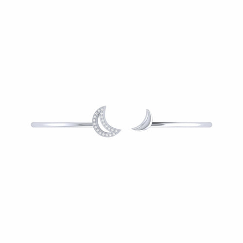 Date Night Double Crescent Adjustable Diamond Cuff in Sterling Silver