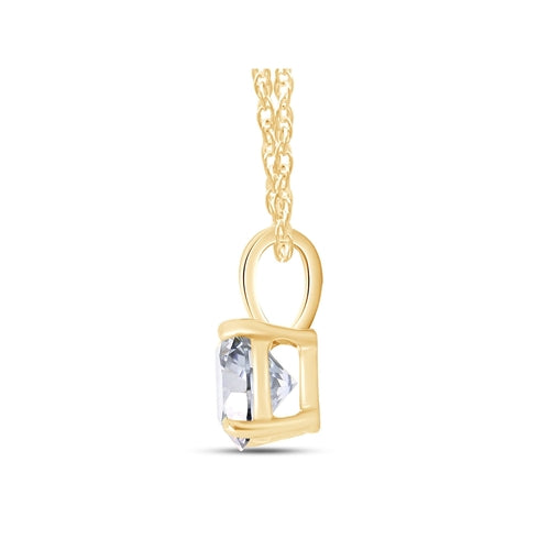1.00 CTW Lab-Grown Round Diamond Solitaire Pendant in Solid 14K Gold –