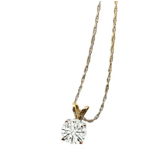 1.00 CTW Lab-Grown Round Diamond Solitaire Pendant in Solid 14K Gold –