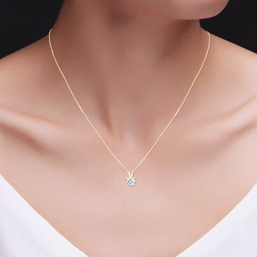 1.00 CTW Lab-Grown Round Diamond Solitaire Pendant in Solid 14K Gold –