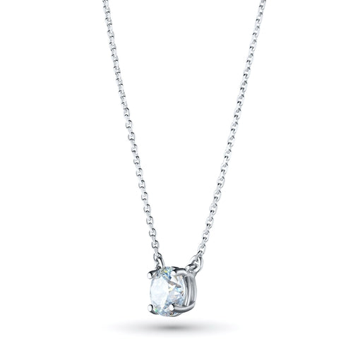 14K White Gold Necklace with 1 Round-Cut Lab-Created Diamond 0.4 CT.TW