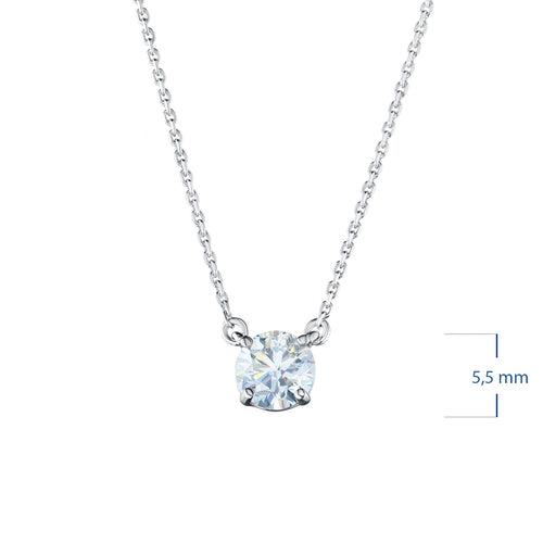 14K White Gold Necklace with 1 Round-Cut Lab-Created Diamond 0.4 CT.TW