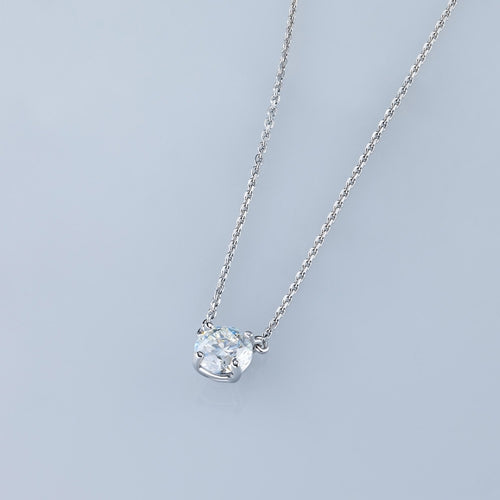 14K White Gold Necklace with 1 Round-Cut Lab-Created Diamond 0.4 CT.TW